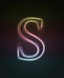 Glowing font. Shiny letter S.
