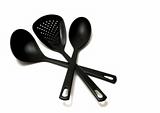 black cooking utensils