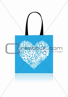 Shopping bag design, floral heart shape