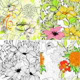 Set of floral seamless background