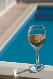 White wine poolside