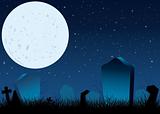 Halloween starry night on cemetery