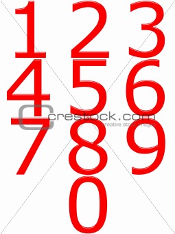 3D Red Numbers
