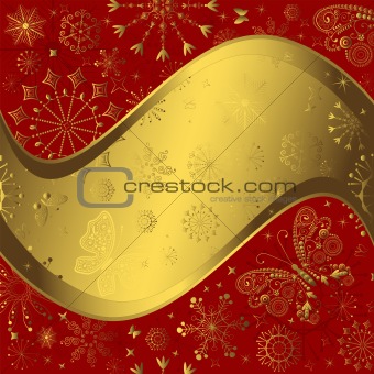 Red and golden christmas frame