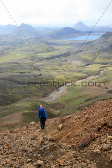 Trekking in the mountains on Iceland