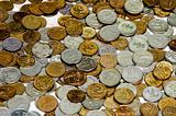 Heap of coins, abstract background