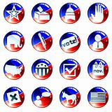Set of red white and blue election icons