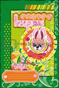 Vector Easter greeting cards with a rabbit