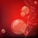 Red bubbles background. 