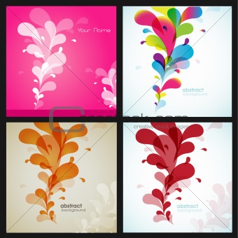 Set of four flower backgrounds with different colors.