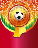 Red background with soccer ball