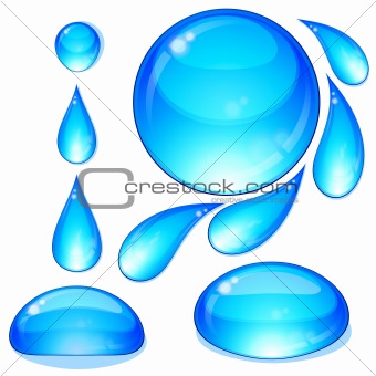 Eps Set of water drops and bubbles.