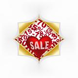 Red heart white text sale under curled gold corners