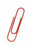 red paper clip isolated on white background