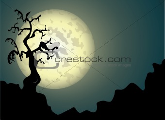 Halloween background with spooky tree