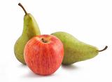 Ripe apple and two pears
