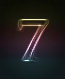 Shiny font. Glowing number 7.