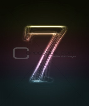 Shiny font. Glowing number 7.