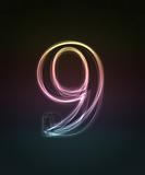 Shiny font. Glowing number 9.