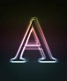 Glowing font. Shiny letter A