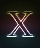Glowing font. Shiny letter X.