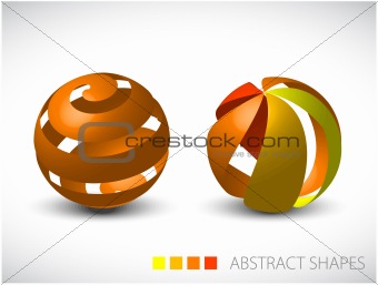 Abstract spheres made from colorful stripes