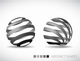 abstract spheres made from gray stripes
