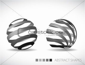 abstract spheres made from gray stripes