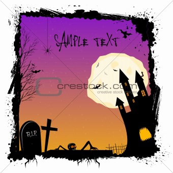 halloween night with grungy frame