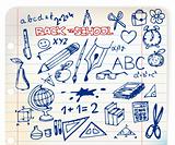 set of school doodle illustrations