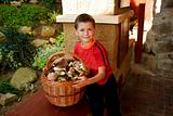 Small boy, mushroom picker