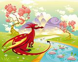 Dragon in landscape.