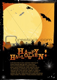 Halloween invitation or card in orange design