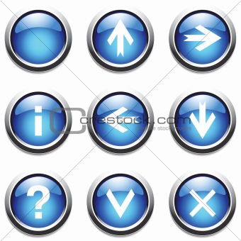 Blue buttons with signs.