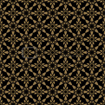 Seamless pattern. Golden on black.