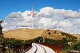 Railroad and wind turbines landscape