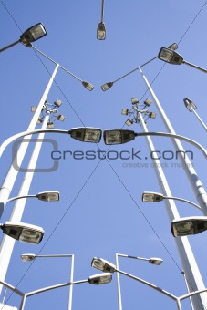 Lots of streetlamps together