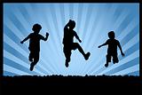 children jumping on abstract background
