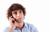 young man on the phone, isolated on white background