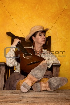 Pretty Western Woman with Guitar