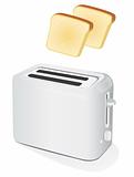 Plastic electric toaster with toast