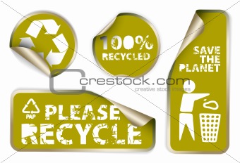 labels badges and stickers with recycle icons