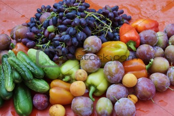 varicoloured fruit and vegetables