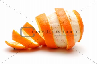 Orange and its rind cutout in spiral form