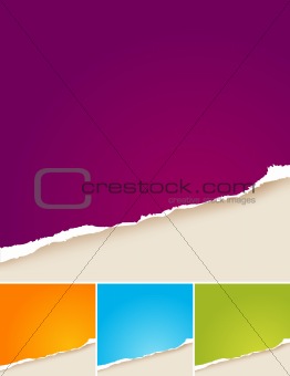 4 colored vector ripped papers.