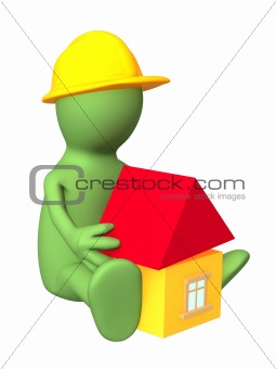 Child, building toy house