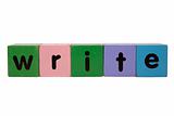 write in toy blocks
