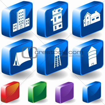 Set of 3D Building Icons