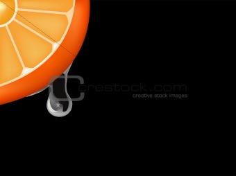 Flowing down drop on an orange segment. Vector
