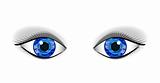 Pair of human blue technology eyes with reflection.